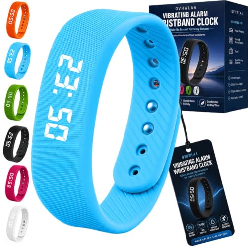 Vibrating Alarm Wristband Watch, Silent Shock Alarm Bracelet for Heavy Sleepers, Waterproof Digital Wristband for Men Women Travel
