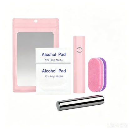 Nail tool kit - Nail Lamp+Cat Eye Magnet+Mini Sponge File + Nail Cleaning Pads Set