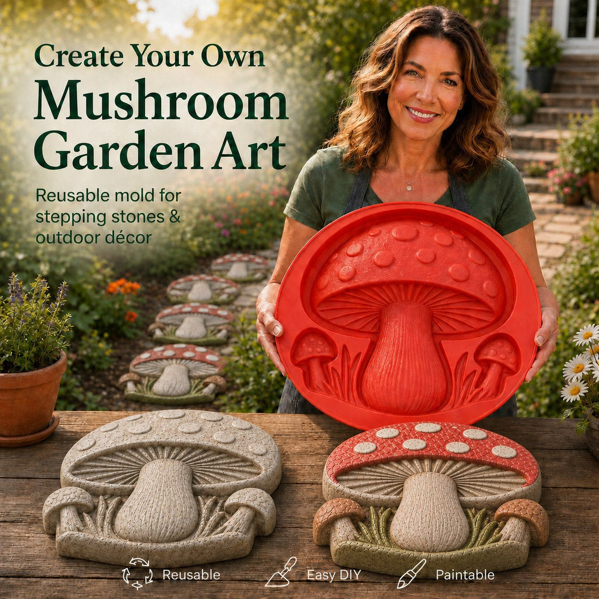 Reusable Sunflower Stepping Stone Mold,DIY Garden Path Paver Mold Garden & Walkway Decoration