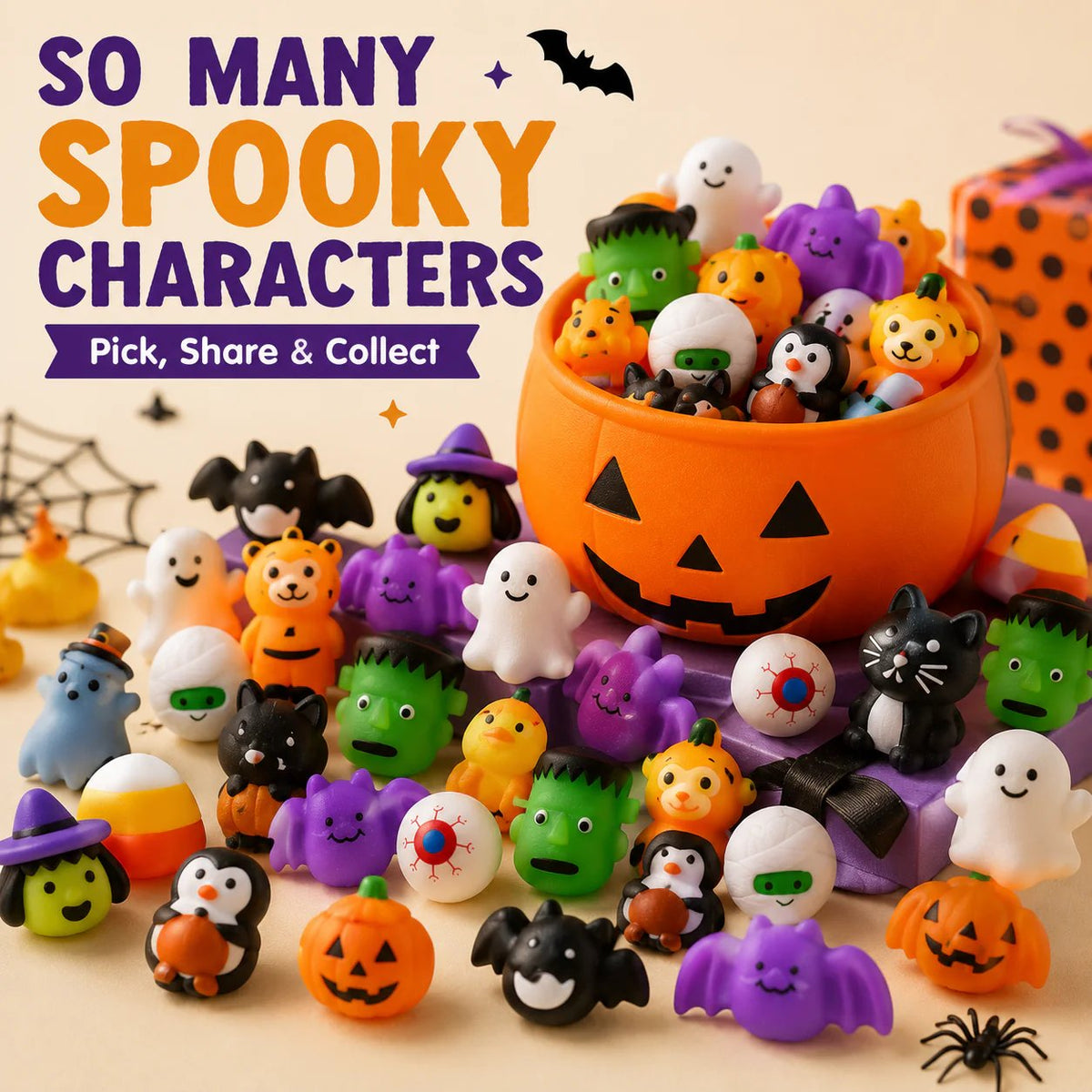 Halloween Mochi Squishy Toys | Non‑Candy Trick or Treat Goodie Bag Fillers for Kids Halloween Party Favors