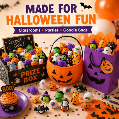 Halloween Mochi Squishy Toys | Non‑Candy Trick or Treat Goodie Bag Fillers for Kids Halloween Party Favors