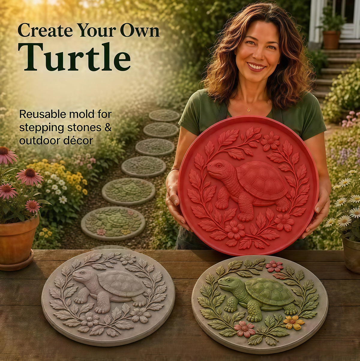 Reusable Sunflower Stepping Stone Mold,DIY Garden Path Paver Mold Garden & Walkway Decoration