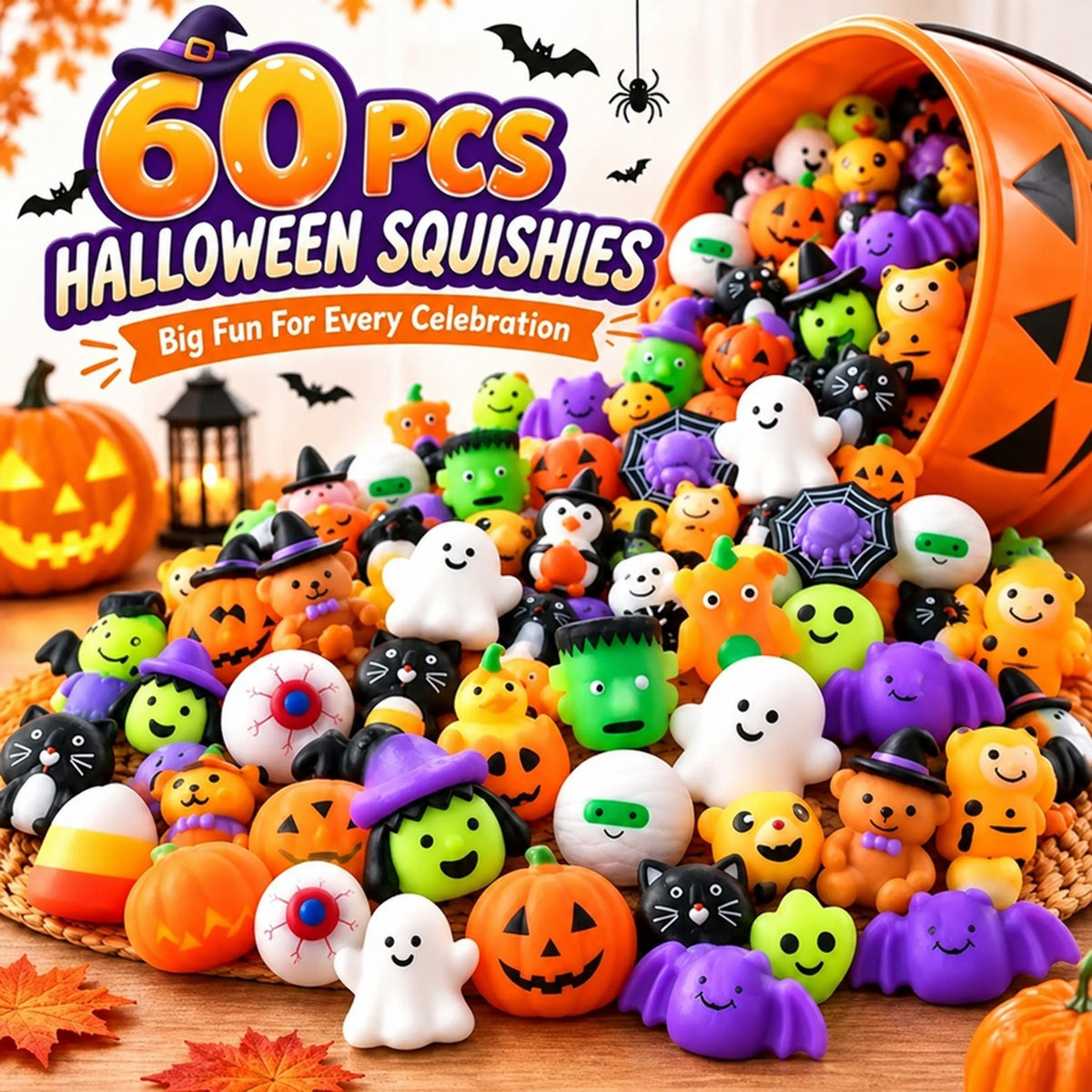 Halloween Mochi Squishy Toys | Non‑Candy Trick or Treat Goodie Bag Fillers for Kids Halloween Party Favors