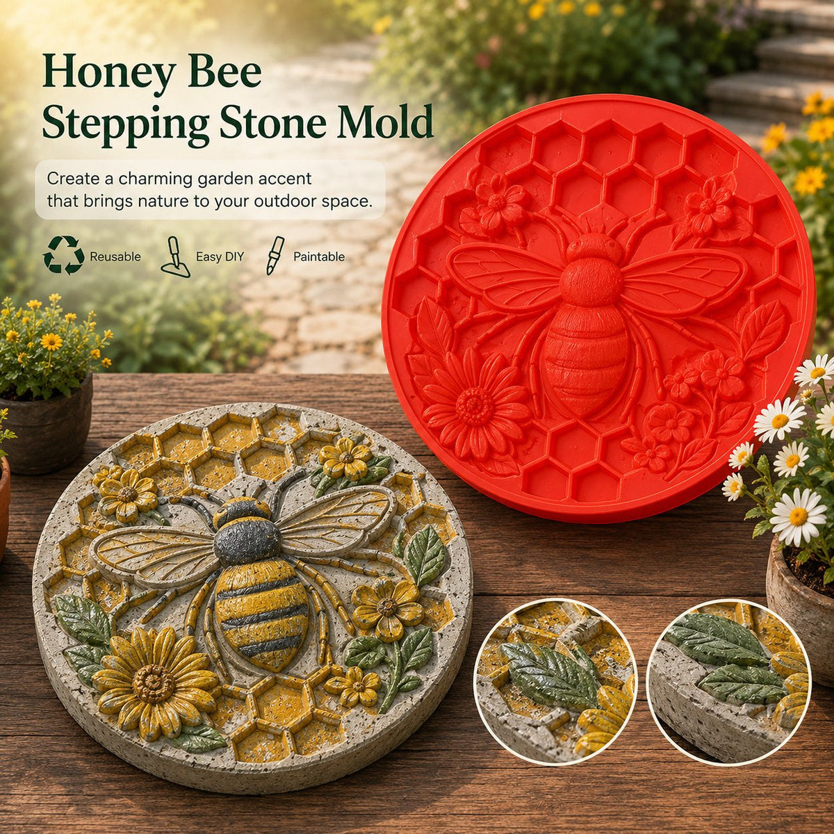 Reusable Sunflower Stepping Stone Mold,DIY Garden Path Paver Mold Garden & Walkway Decoration