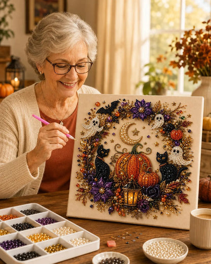 👻Halloween Pearl Art DIY Kit – Turn Tiny Pearls into Spooky-Cute Magic