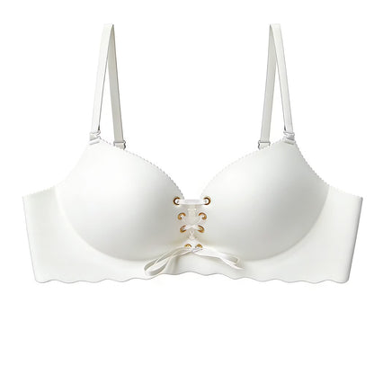 Drawstring Push Up Bra | Instant Cleavage & Anti-Sagging | Add 2 Cups Padded Wireless Strapless Bras Comfort Bra for A B C Cups Womenswear Minimalist Pink