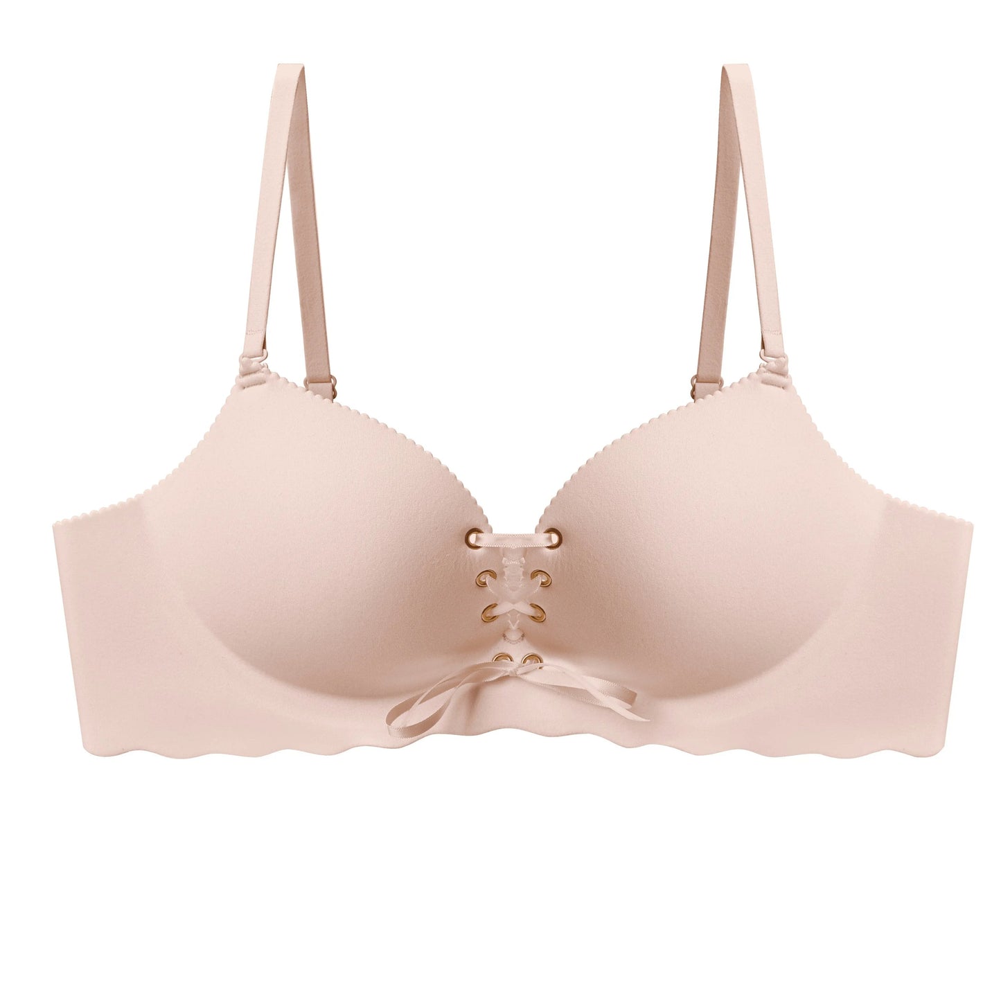 Drawstring Push Up Bra | Instant Cleavage & Anti-Sagging | Add 2 Cups Padded Wireless Strapless Bras Comfort Bra for A B C Cups Womenswear Minimalist Pink