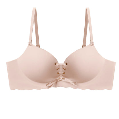 Drawstring Push Up Bra | Instant Cleavage & Anti-Sagging | Add 2 Cups Padded Wireless Strapless Bras Comfort Bra for A B C Cups Womenswear Minimalist Pink