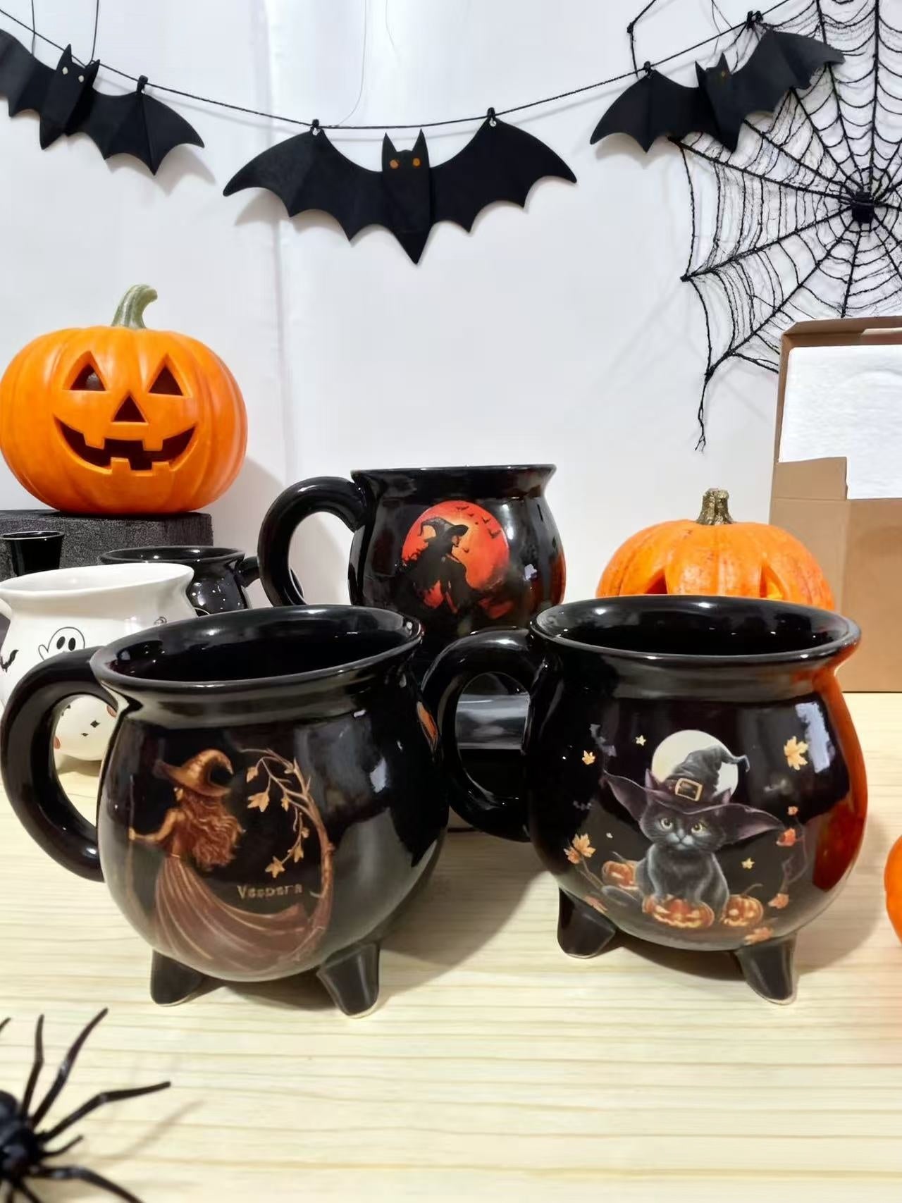 Custom Witch Cauldron Coffee Mug - Personalized Halloween Witchy Gifts For Besties, Sisters, BFF, Family, Yourself - Brewing Up A Wicked Spell