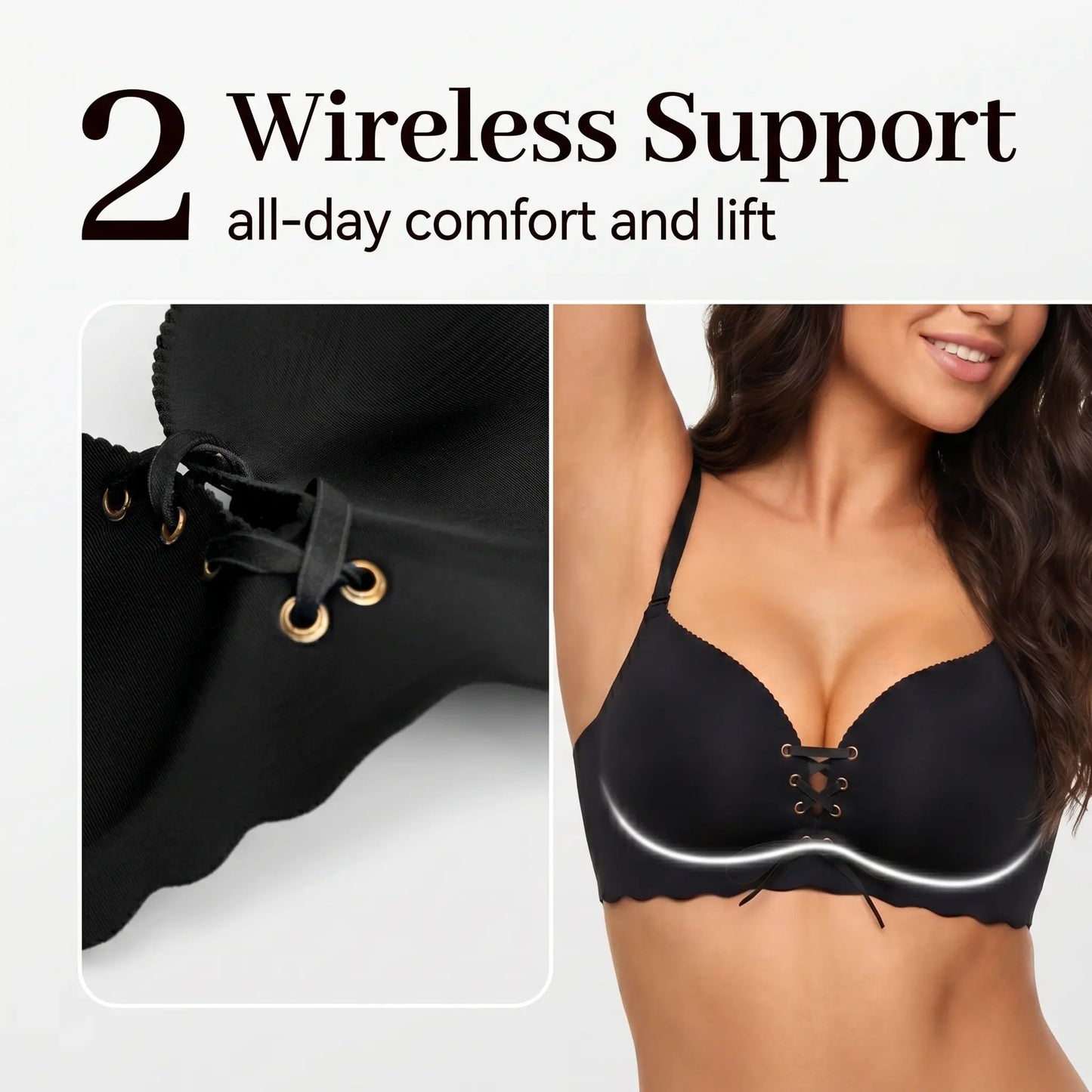 Drawstring Push Up Bra | Instant Cleavage & Anti-Sagging | Add 2 Cups Padded Wireless Strapless Bras Comfort Bra for A B C Cups Womenswear Minimalist Pink