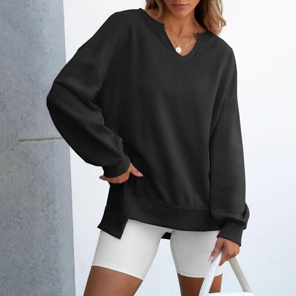 SOIVAI Womens Oversized Sweatshirt V Neck Long Sleeve Tunic Lightweight Pullover 2026 Winter Casual Tops Teen Girl Outfits