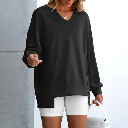 SOIVAI Womens Oversized Sweatshirt V Neck Long Sleeve Tunic Lightweight Pullover 2026 Winter Casual Tops Teen Girl Outfits