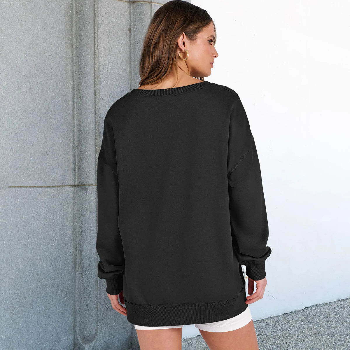 SOIVAI Womens Oversized Sweatshirt V Neck Long Sleeve Tunic Lightweight Pullover 2026 Winter Casual Tops Teen Girl Outfits