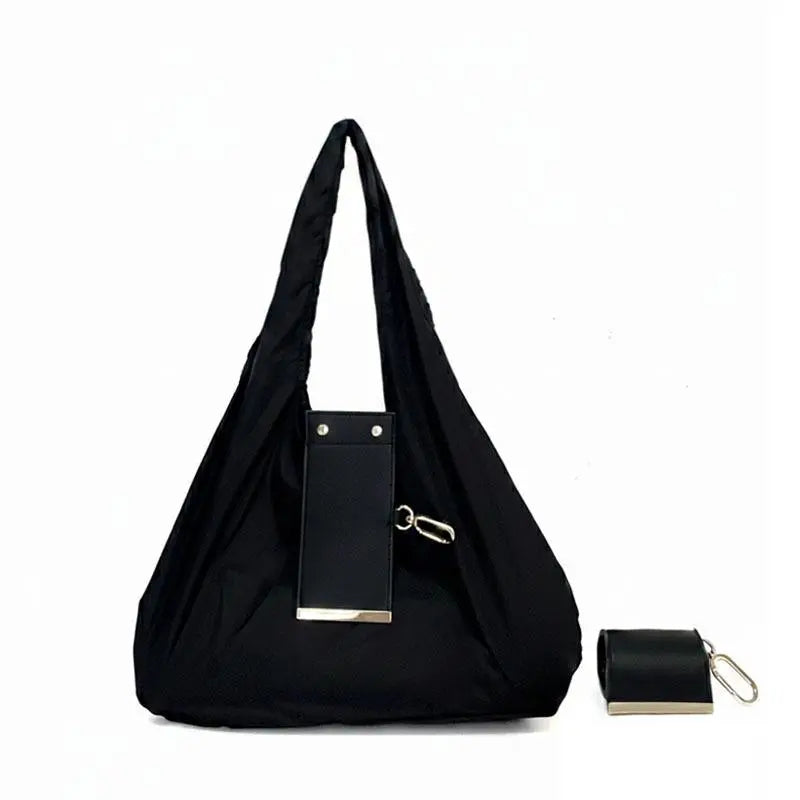 Foldable Keychain Nylon Storage Bag - Reusable Casual Shopping Bag with Key Ring for Travel-Ready Daily Carry
