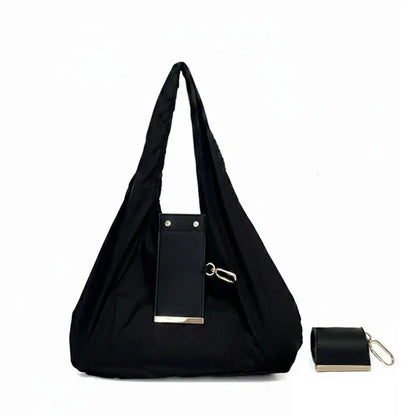 Foldable Keychain Nylon Storage Bag - Reusable Casual Shopping Bag with Key Ring for Travel-Ready Daily Carry