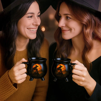 Custom Witch Cauldron Coffee Mug - Personalized Halloween Witchy Gifts For Besties, Sisters, BFF, Family, Yourself - Brewing Up A Wicked Spell