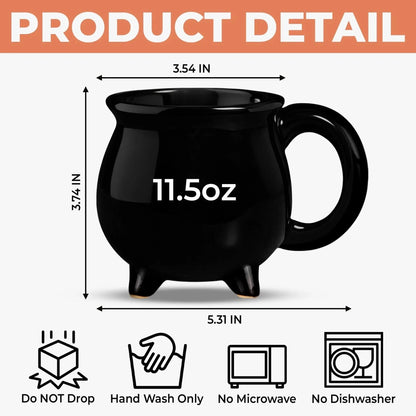 Custom Witch Cauldron Coffee Mug - Personalized Halloween Witchy Gifts For Besties, Sisters, BFF, Family, Yourself - Brewing Up A Wicked Spell