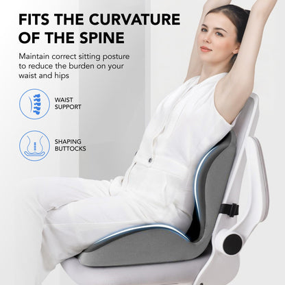 Ergonomic Lumbar & Seat Support Cushion  Suitable for office chairs, car seats, and home use – relieves back and hip pain.