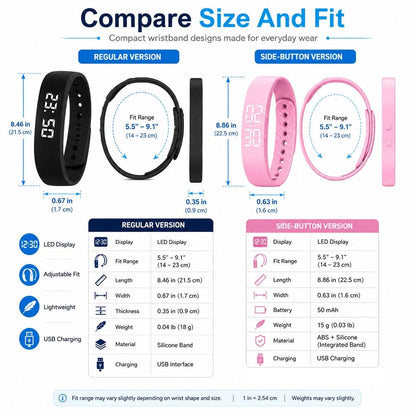 Vibrating Alarm Wristband Watch, Silent Shock Alarm Bracelet for Heavy Sleepers, Waterproof Digital Wristband for Men Women Travel