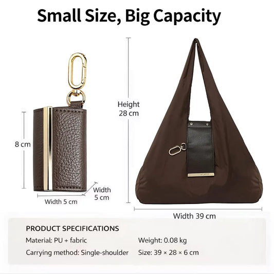 Foldable Keychain Nylon Storage Bag - Reusable Casual Shopping Bag with Key Ring for Travel-Ready Daily Carry