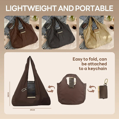 Foldable Keychain Nylon Storage Bag - Reusable Casual Shopping Bag with Key Ring for Travel-Ready Daily Carry