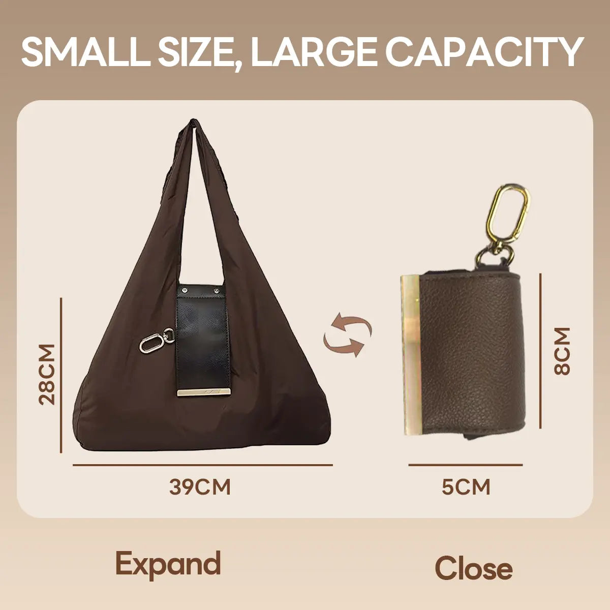 Foldable Keychain Nylon Storage Bag - Reusable Casual Shopping Bag with Key Ring for Travel-Ready Daily Carry