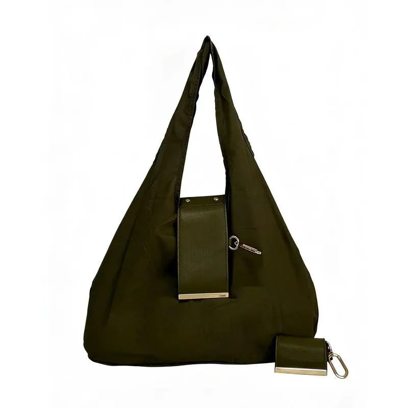 Foldable Keychain Nylon Storage Bag - Reusable Casual Shopping Bag with Key Ring for Travel-Ready Daily Carry