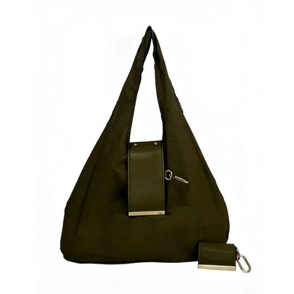 Foldable Keychain Nylon Storage Bag - Reusable Casual Shopping Bag with Key Ring for Travel-Ready Daily Carry