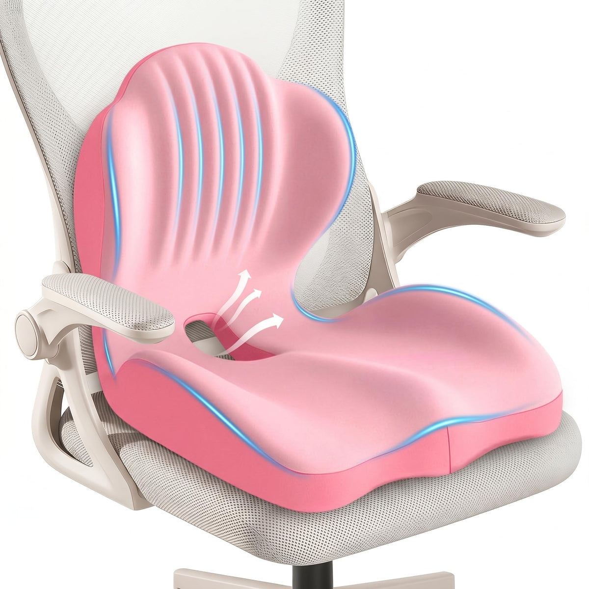 Ergonomic Lumbar & Seat Support Cushion  Suitable for office chairs, car seats, and home use – relieves back and hip pain.