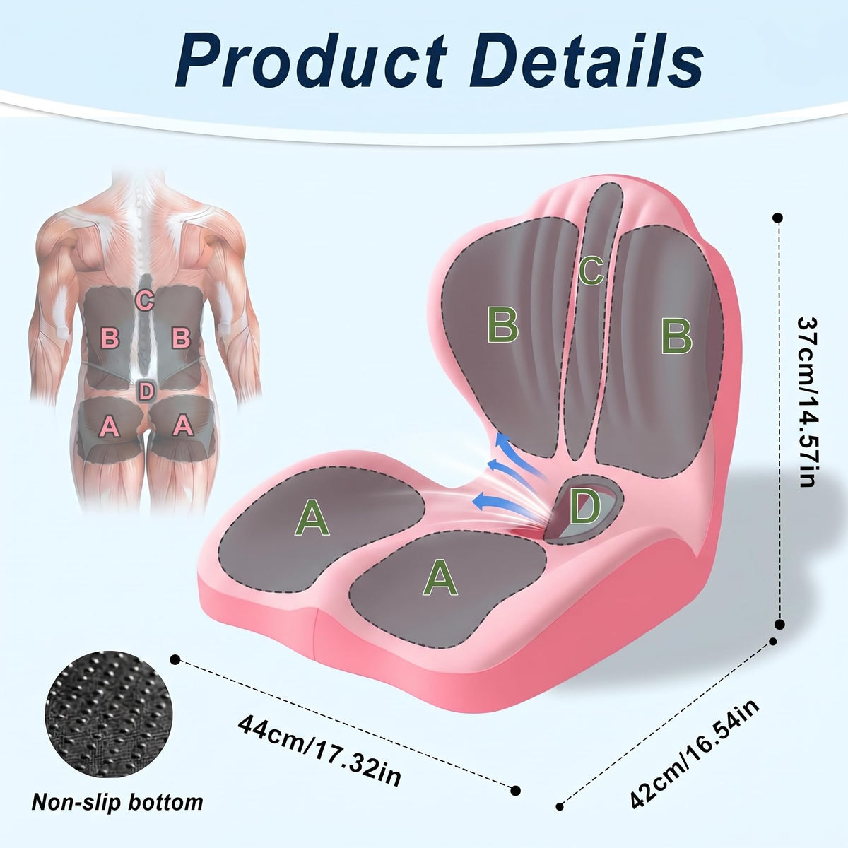 Ergonomic Lumbar & Seat Support Cushion  Suitable for office chairs, car seats, and home use – relieves back and hip pain.