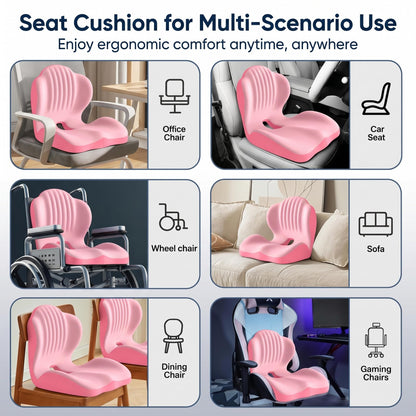 Ergonomic Lumbar & Seat Support Cushion  Suitable for office chairs, car seats, and home use – relieves back and hip pain.
