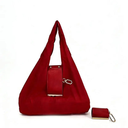 Foldable Keychain Nylon Storage Bag - Reusable Casual Shopping Bag with Key Ring for Travel-Ready Daily Carry