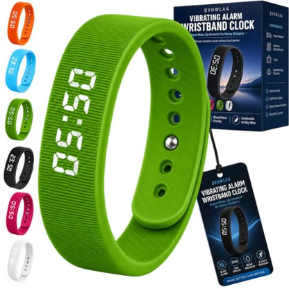 Vibrating Alarm Wristband Watch, Silent Shock Alarm Bracelet for Heavy Sleepers, Waterproof Digital Wristband for Men Women Travel