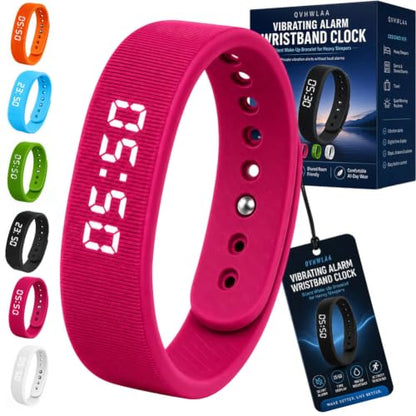 Vibrating Alarm Wristband Watch, Silent Shock Alarm Bracelet for Heavy Sleepers, Waterproof Digital Wristband for Men Women Travel