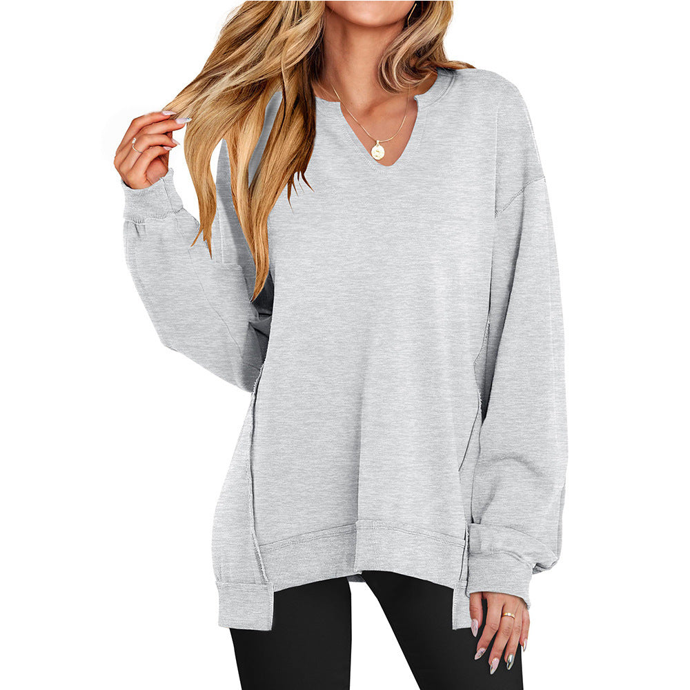 SOIVAI Womens Oversized Sweatshirt V Neck Long Sleeve Tunic Lightweight Pullover 2026 Winter Casual Tops Teen Girl Outfits