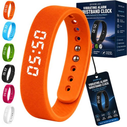 Vibrating Alarm Wristband Watch, Silent Shock Alarm Bracelet for Heavy Sleepers, Waterproof Digital Wristband for Men Women Travel