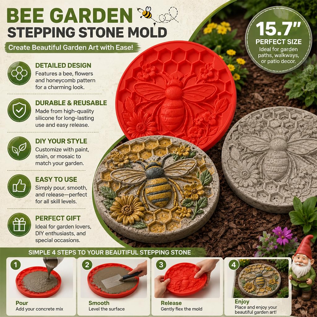 Reusable Sunflower Stepping Stone Mold,DIY Garden Path Paver Mold Garden & Walkway Decoration