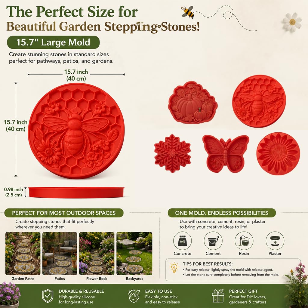 Reusable Sunflower Stepping Stone Mold,DIY Garden Path Paver Mold Garden & Walkway Decoration