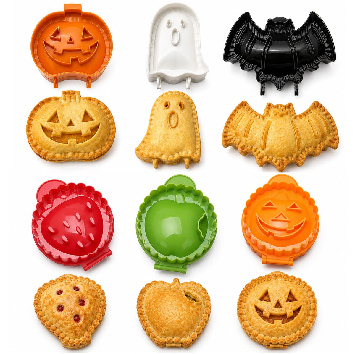 6 PCS Holiday Mini Hand Pie Molds Set, Hand Pie Maker Press for Fall Baking, Halloween & Thanksgiving