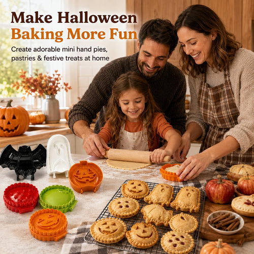 6 PCS Holiday Mini Hand Pie Molds Set, Hand Pie Maker Press for Fall Baking, Halloween & Thanksgiving