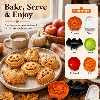 6 PCS Holiday Mini Hand Pie Molds Set, Hand Pie Maker Press for Fall Baking, Halloween & Thanksgiving