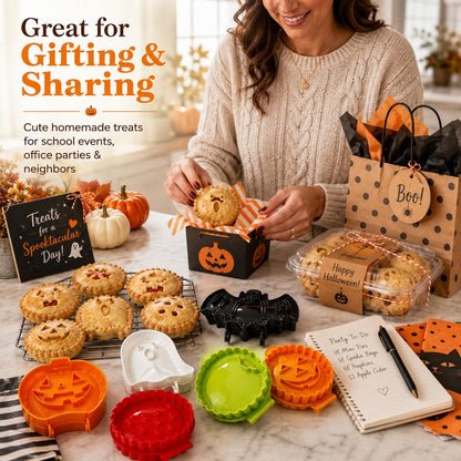 6 PCS Holiday Mini Hand Pie Molds Set, Hand Pie Maker Press for Fall Baking, Halloween & Thanksgiving